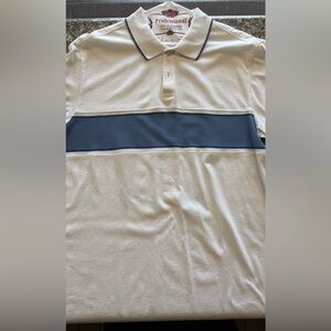 Van Heusen White and Blue Polo Shirt with Classic Stripe